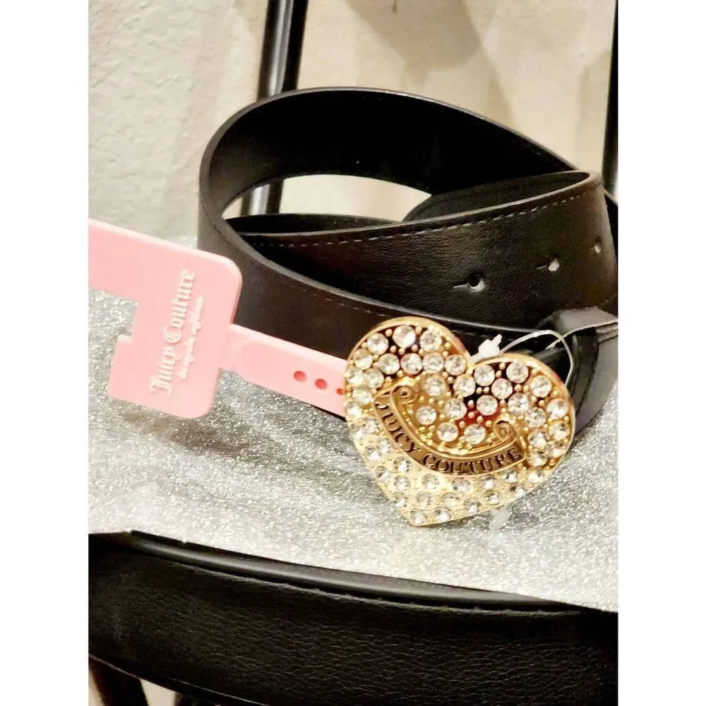Juicy Couture Logo Rhinestone‎ Heart Buckle Belt